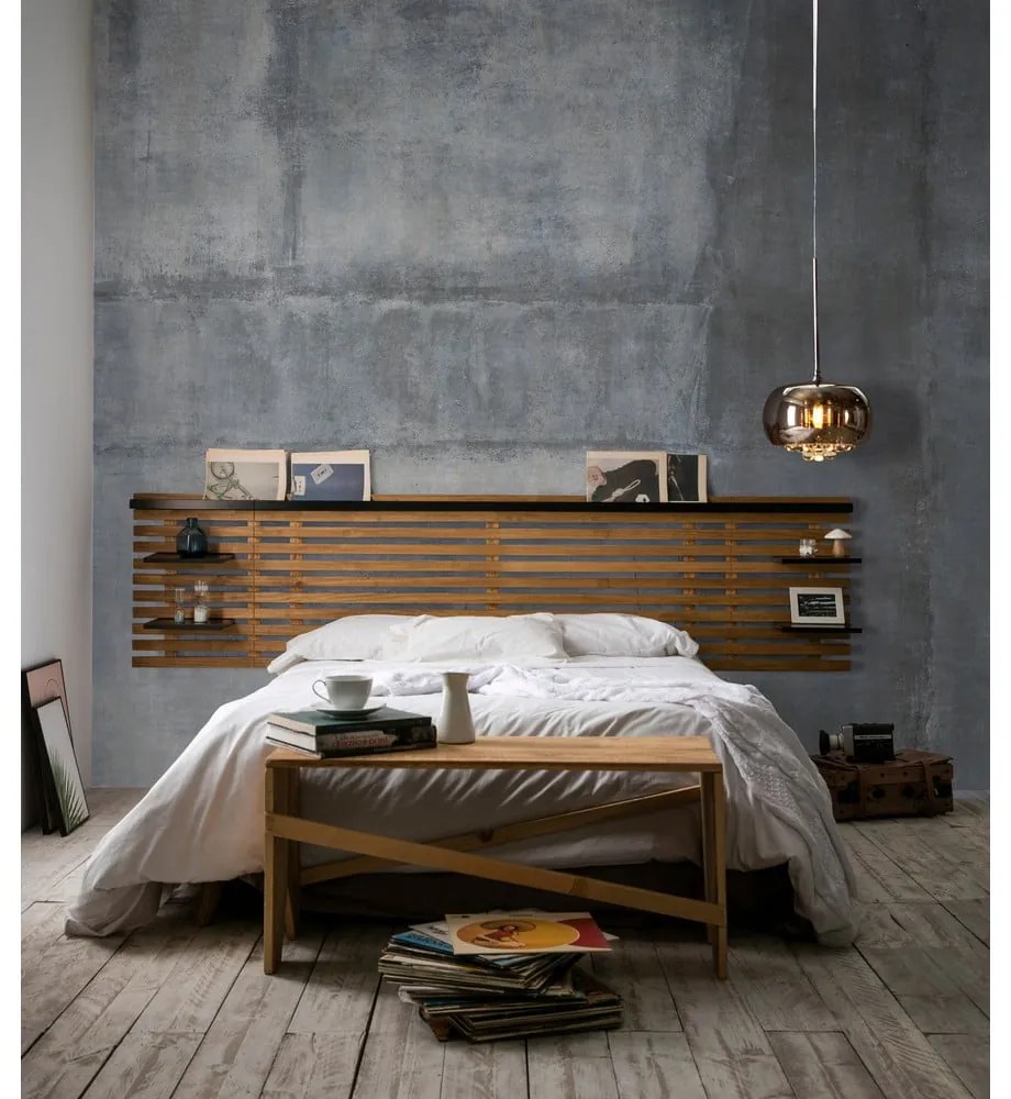 Testiera in pino nero/naturale 240x62 cm Nidra - Marckeric