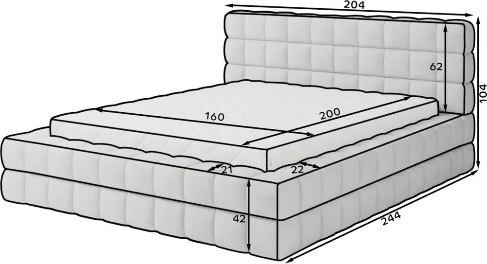 Letto matrimoniale imbottito beige con contenitore e rete inclusi 160x200 cm Dizzle – ELTAP