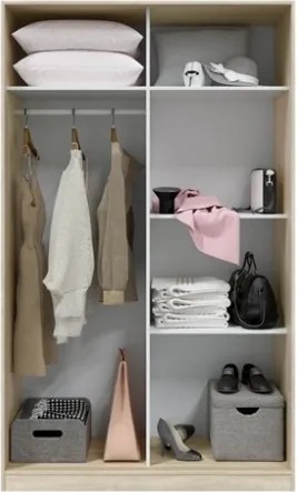 Armadio Guardaroba Appendiabiti 2 Ante Scorrevoli 120 Cm Rovere Canadian Bianco TOP120F