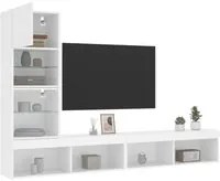 Mobili TV a Muro con LED 4pz Bianchi in Legno Multistrato 3216640