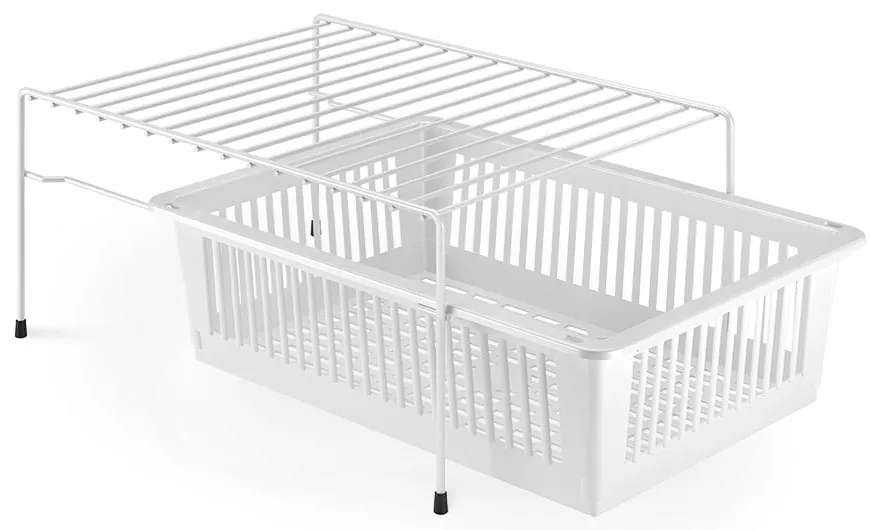 Ripiano aggiuntivo in acciaio inox bianco con spazio di archiviazione Dino - Metaltex