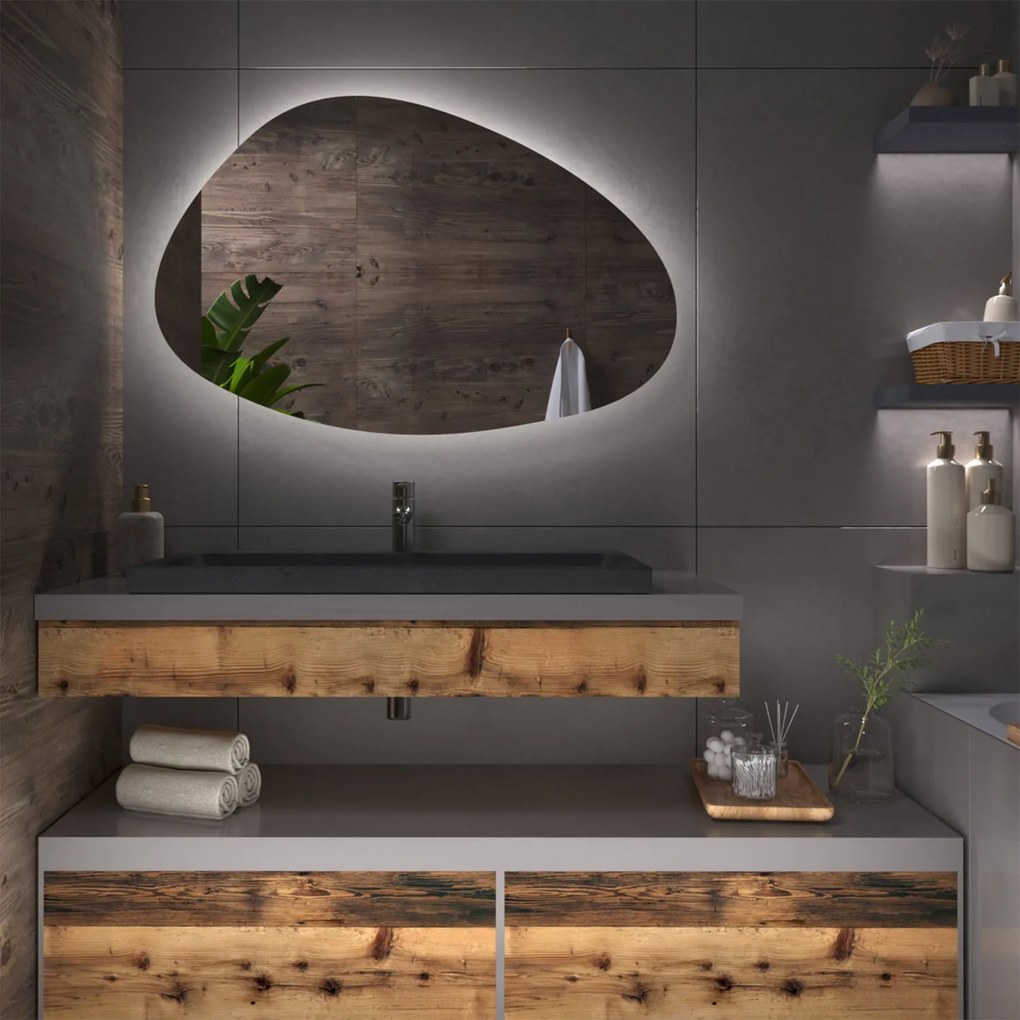 Specchio asimmetrico con luce LED G8