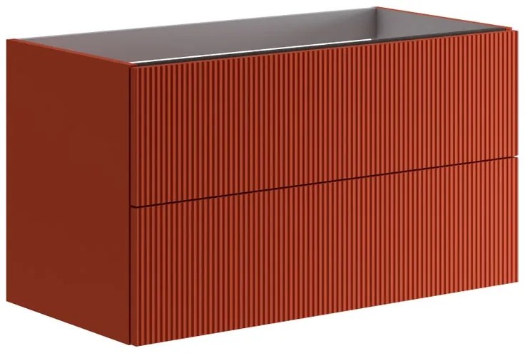 Mobile da bagno sospeso sotto lavabo Opera L 89.5 x H 50 x P 45.5 cm rosso opaco, 2 cassetti