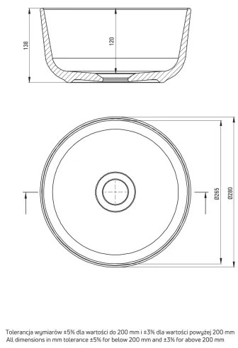 Deante CDJ_6U2S - Lavabo da appoggio JASMIN ø 28 cm ceramica/bianco