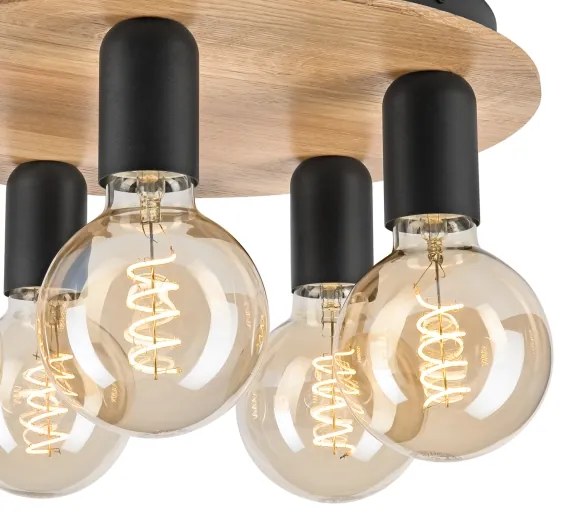 Plafoniera DUSTY 5xE27/15W/230V diametro 34 cm quercia/nero