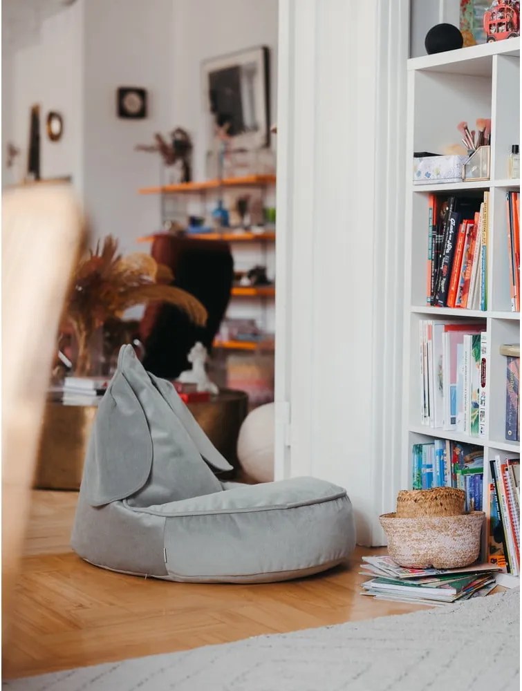Pouf a sacco per bambini color menta con rivestimento in velluto Bunny – Wigiwama