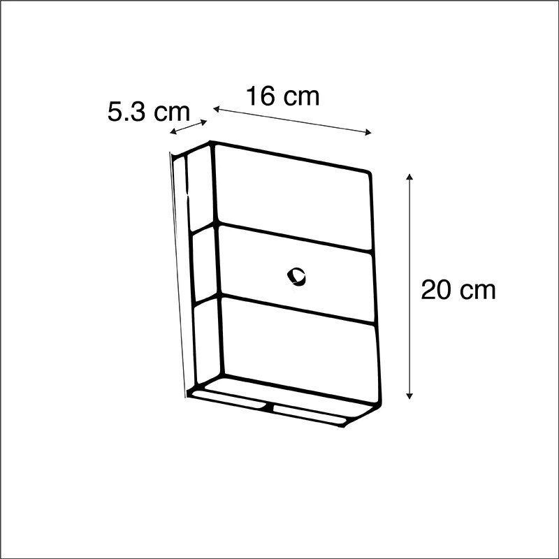 Lampada da parete per esterni nera IP44 con LED e sensore crepuscolare - Dualy