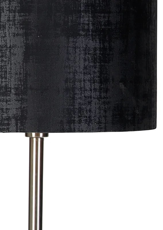 Lampada da terra moderna in acciaio con paralume nero 40 cm - Simplo