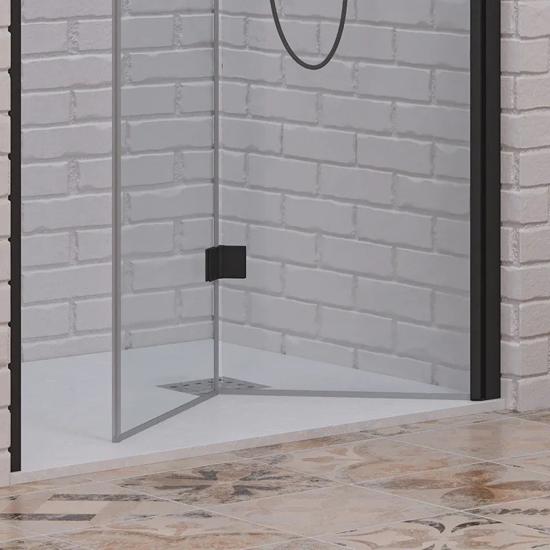 Porta doccia a libro 90 cm colore nero altezza 200h | KAM-KS700N - KAMALU