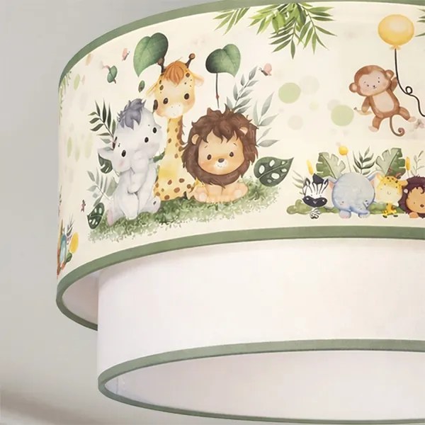 Brilagi-LED Plafoniera per bambini BOBO 1xE27/60W/230V Ø 40 cm crema/verde/giungla