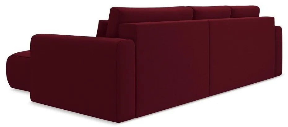 Divano angolare burgundy allungabile/con contenitore (con penisola a destra/con chaise lounge) con rivestimento in velluto Kapua – Makamii