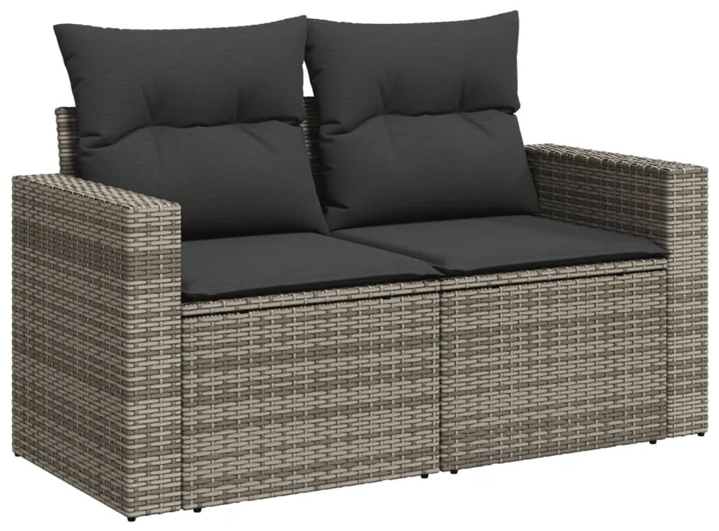 Set divani da giardino 14pz con cuscini in polyrattan grigio