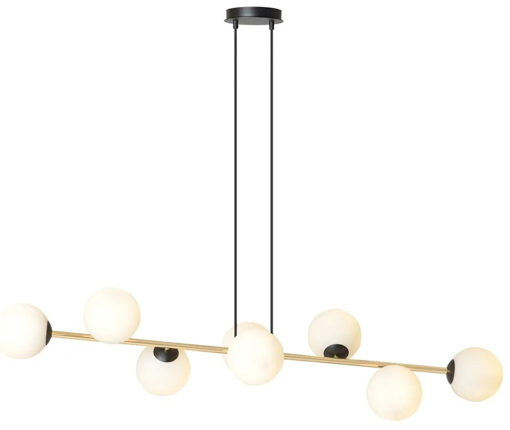 Lampadario a sospensione GRAVITY 8 Nero/Bianco e Oro 8xE14