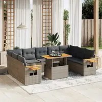 Set Divani da Giardino 11 pz con Cuscini in Polyrattan Grigio 3273692