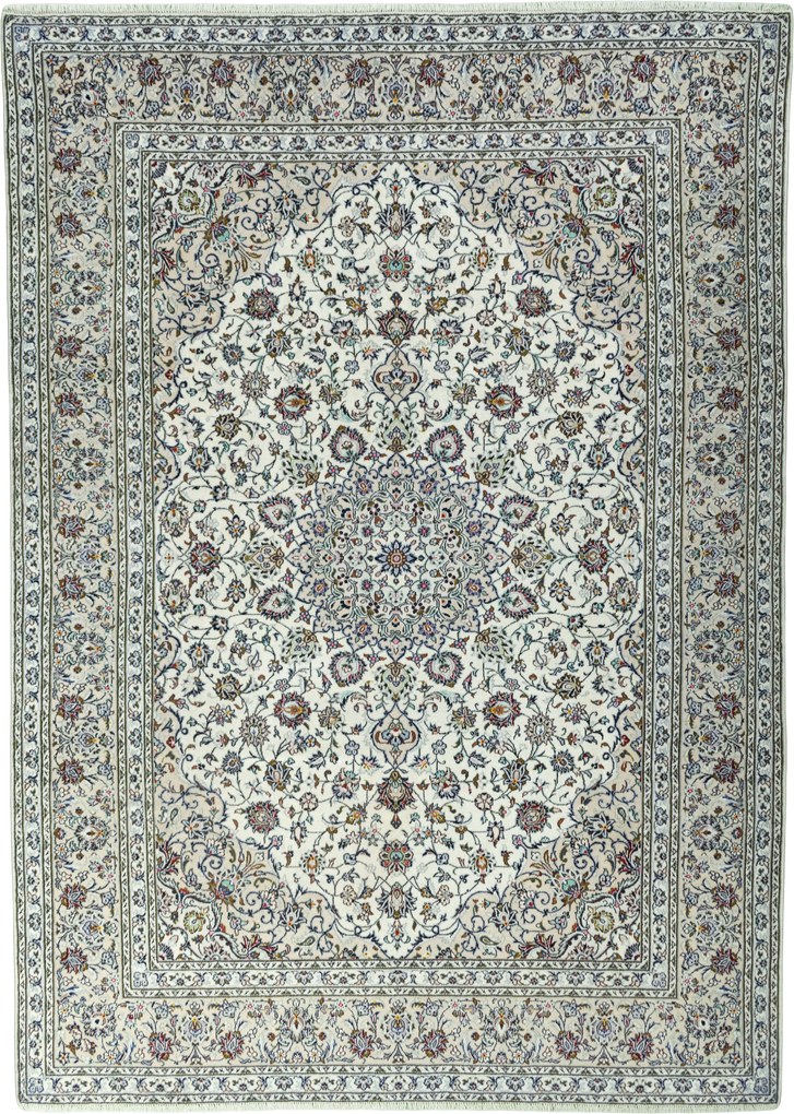 Kashan Tappeto 350 x 250 Beige (Iran) Annodato A Mano