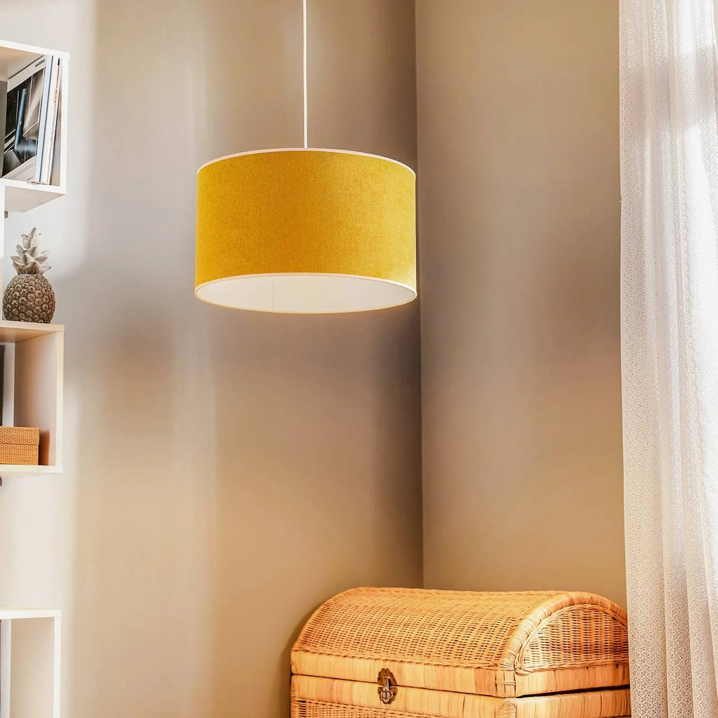 Lampada a sospensione Pastell Roller Duolla, dimmerabile, Giallo / Arancione, Soggiorno / Sala da pranzo, Tessuto / Stoffa / Seta, Giovanile, Lampada a sospensione