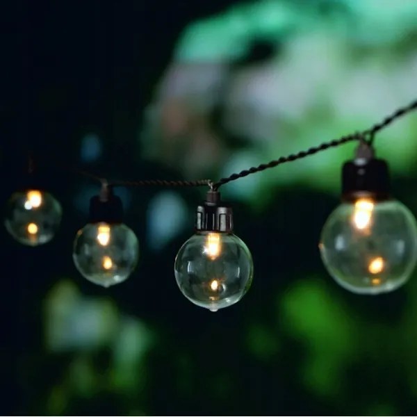 Catena decorativa solare 20 LED, 8 modalità, batteria 500 mAh, 7,6 m, IP67, bianco caldo