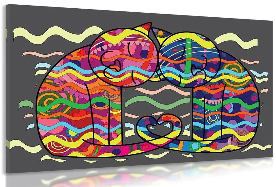 Quadro su tela – Gatti innamorati in stile pop art