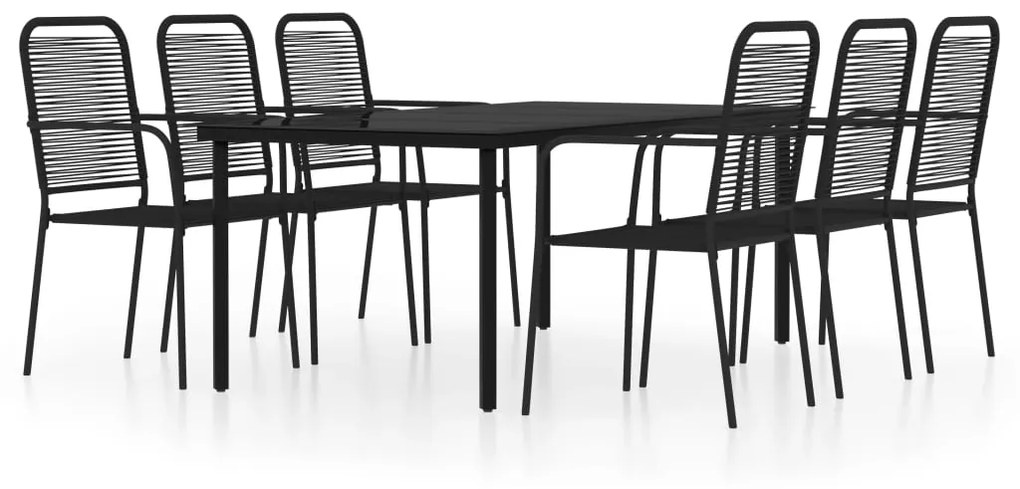 Set mobili da pranzo per giardino 7 pz nero