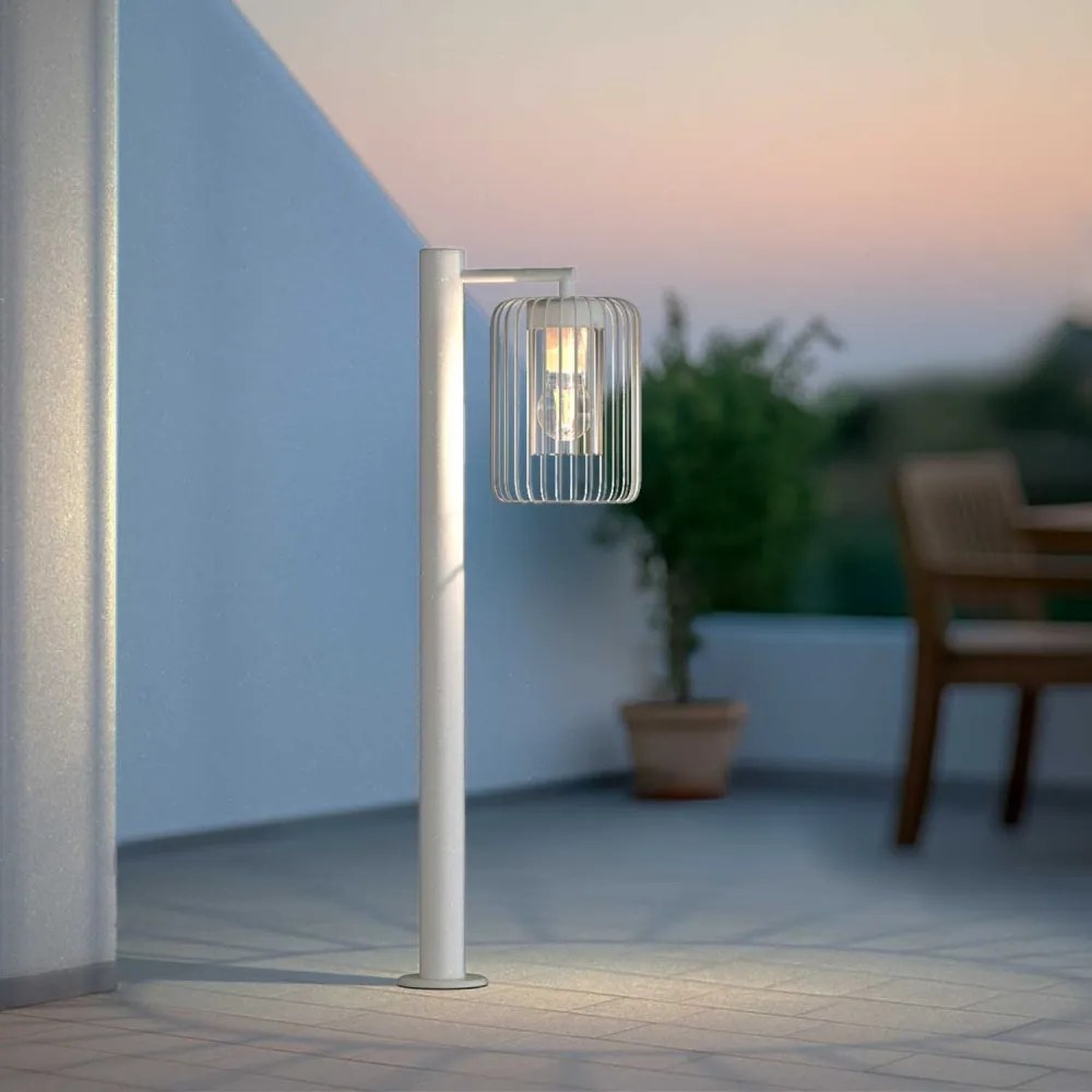Paletto da Giardino Bianco a Lanterna 80cm Base E27 IP54 - Serie NEXUS Colore Bianco
