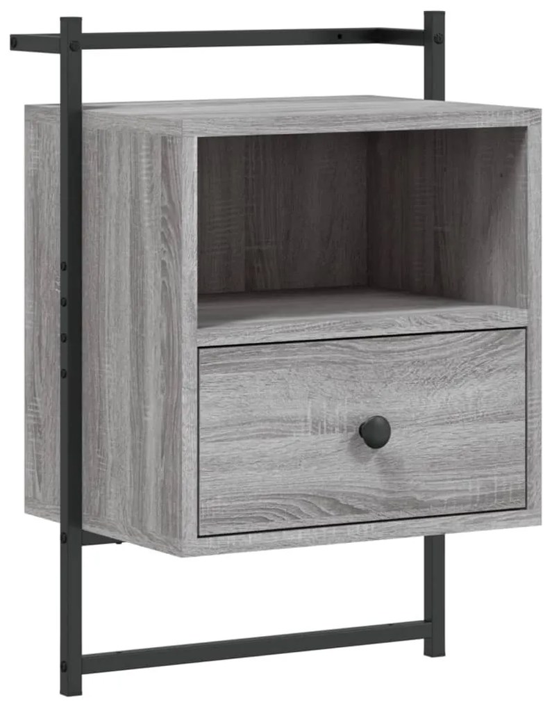 Comodini a Muro 2 pz Grigio Sonoma 40x30x61cm Legno Multistrato