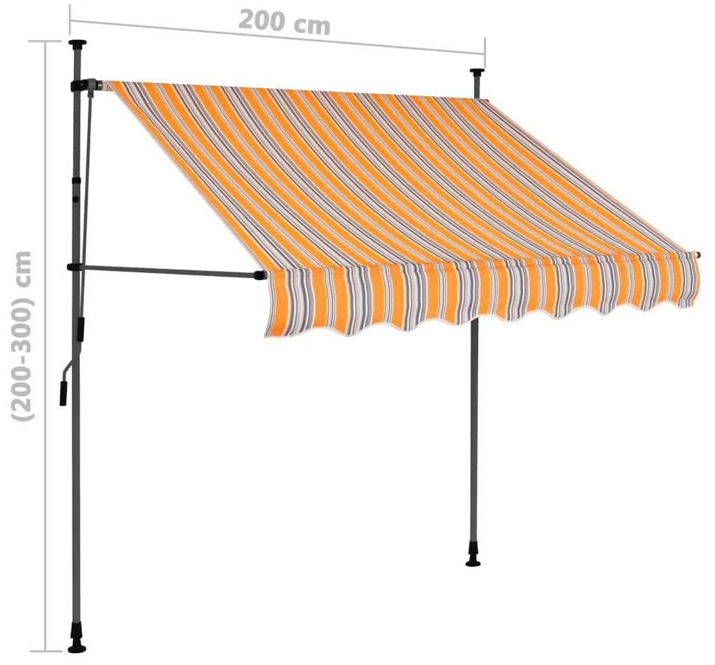 Tenda da Sole Retrattile Manuale con LED 200 cm Gialla e Blu