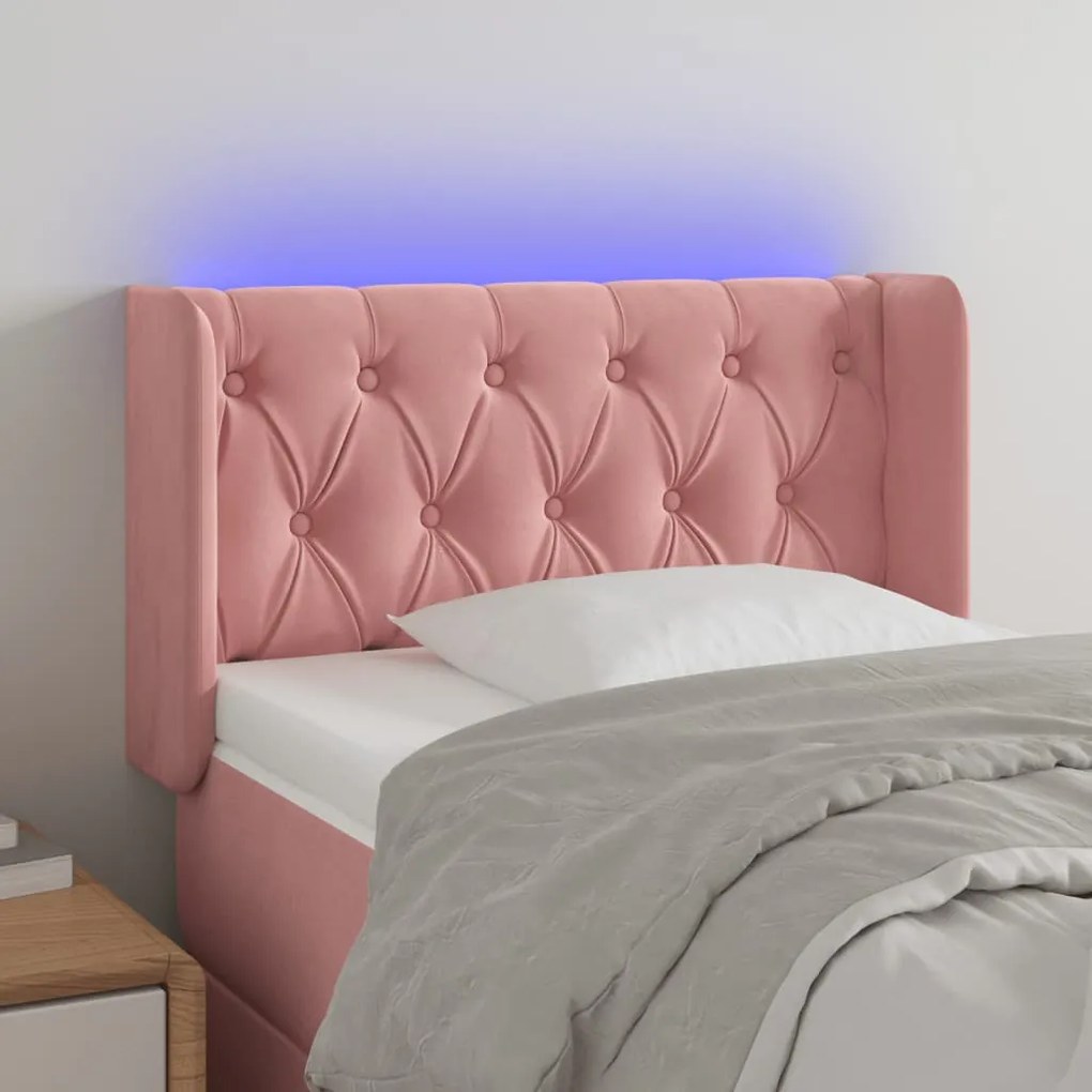 Testiera A Led Rosa 83x16x78/88 Cm İn Velluto /
