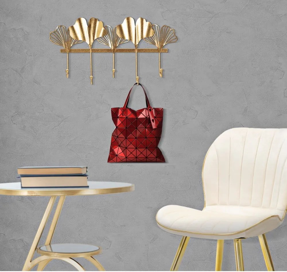 Appendiabiti da parete in metallo color oro Leaves - Mauro Ferretti