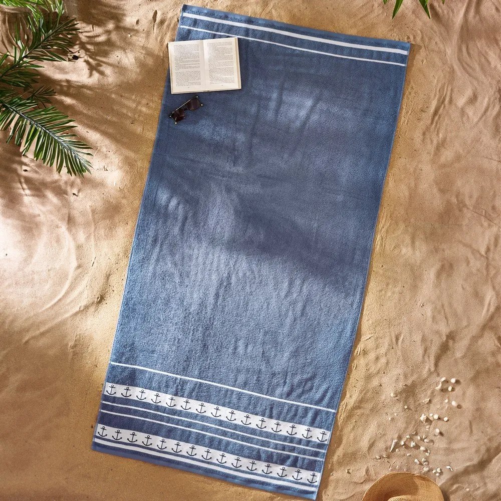 Telo mare blu in cotone 90x180 cm Anchors – Catherine Lansfield