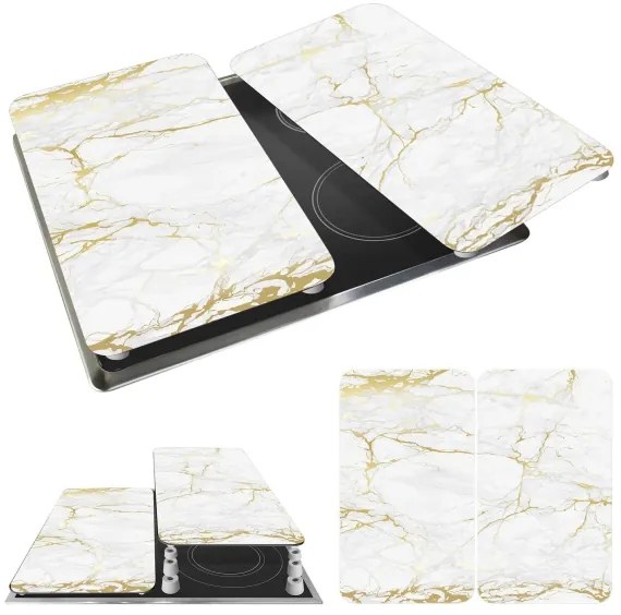 WENKO 53901100 - Copertura per piano cottura 30x52 cm bianco/grigio/trasparente