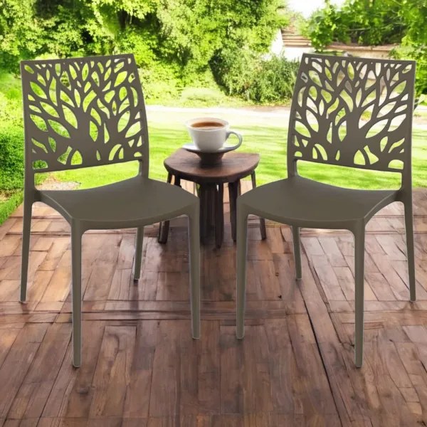 Sedia per interno o esterno impilabile Tortora - ALEA 2 sedie