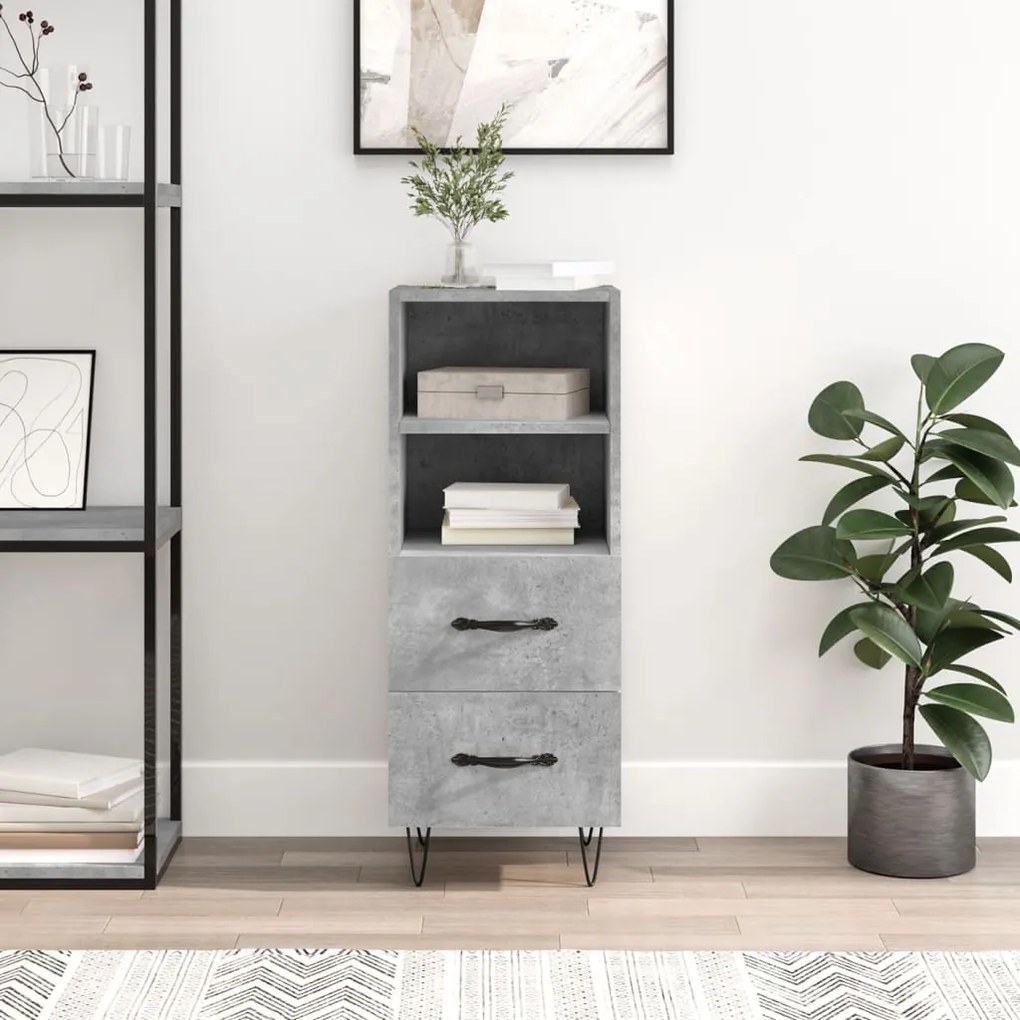 Credenza Grigio Cemento 34,5x34x90 Cm İn Legno Multistrato /