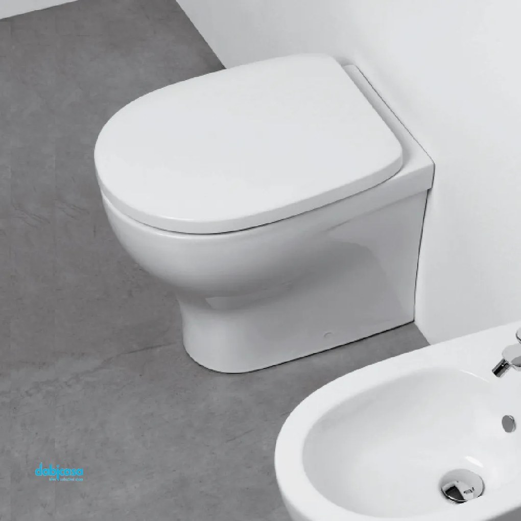 Azzurra Ceramica "Pratica" Wc Da Terra Filo Muro Senza Brida Bianco Lucido