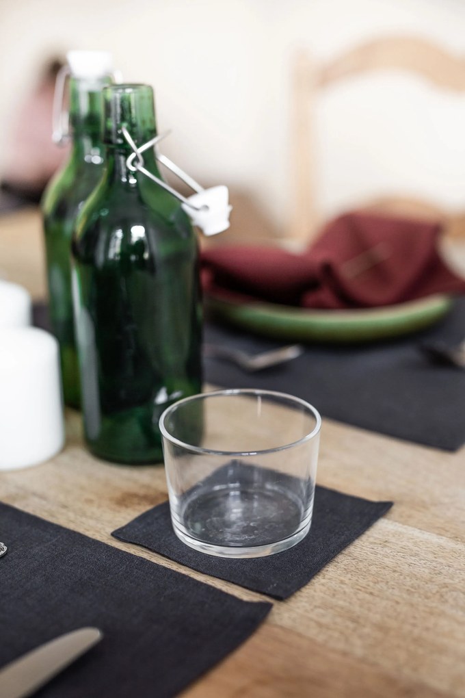 Set Di 2 Sottobicchieri İn Lino / 11x11 Cm / 4x4” / White
