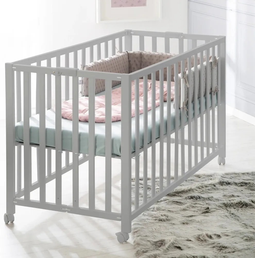 Lettino pieghevole grigio su ruote 60x120 cm Fold up - Roba