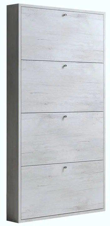Scarpiera 4 ante L 73 x H 145 x P 15 cm 12 paia, grigio