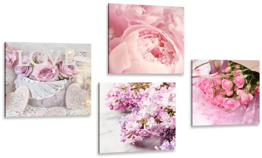 Set di quadri – Natura morta delicata di fiori