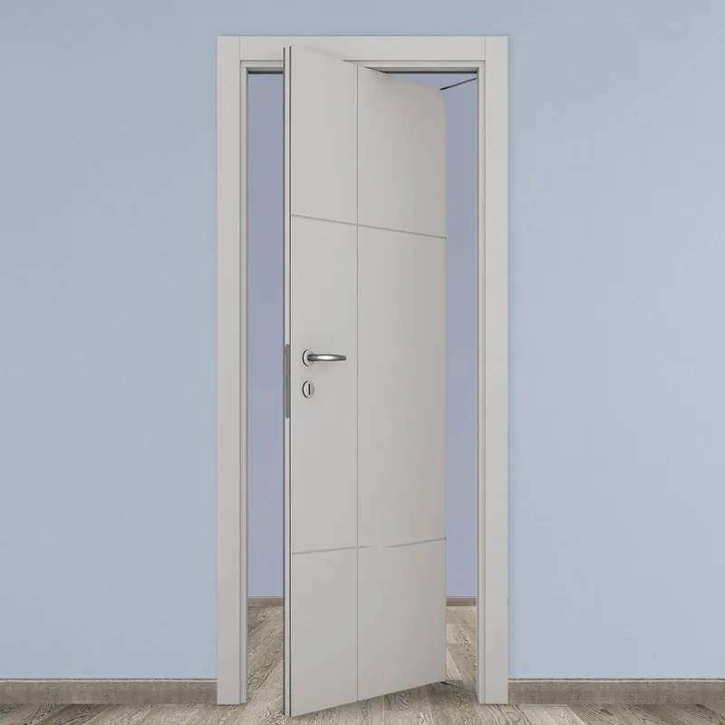 Porta tamburata rototraslante City grigio L 70 x H 210 cm destra