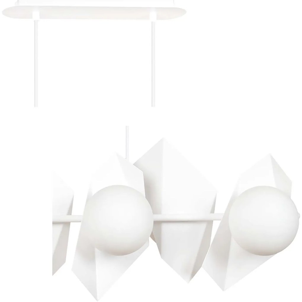 Lampadario Minimal Parvati Acciaio Bianco 6 Luci E14 Ip20