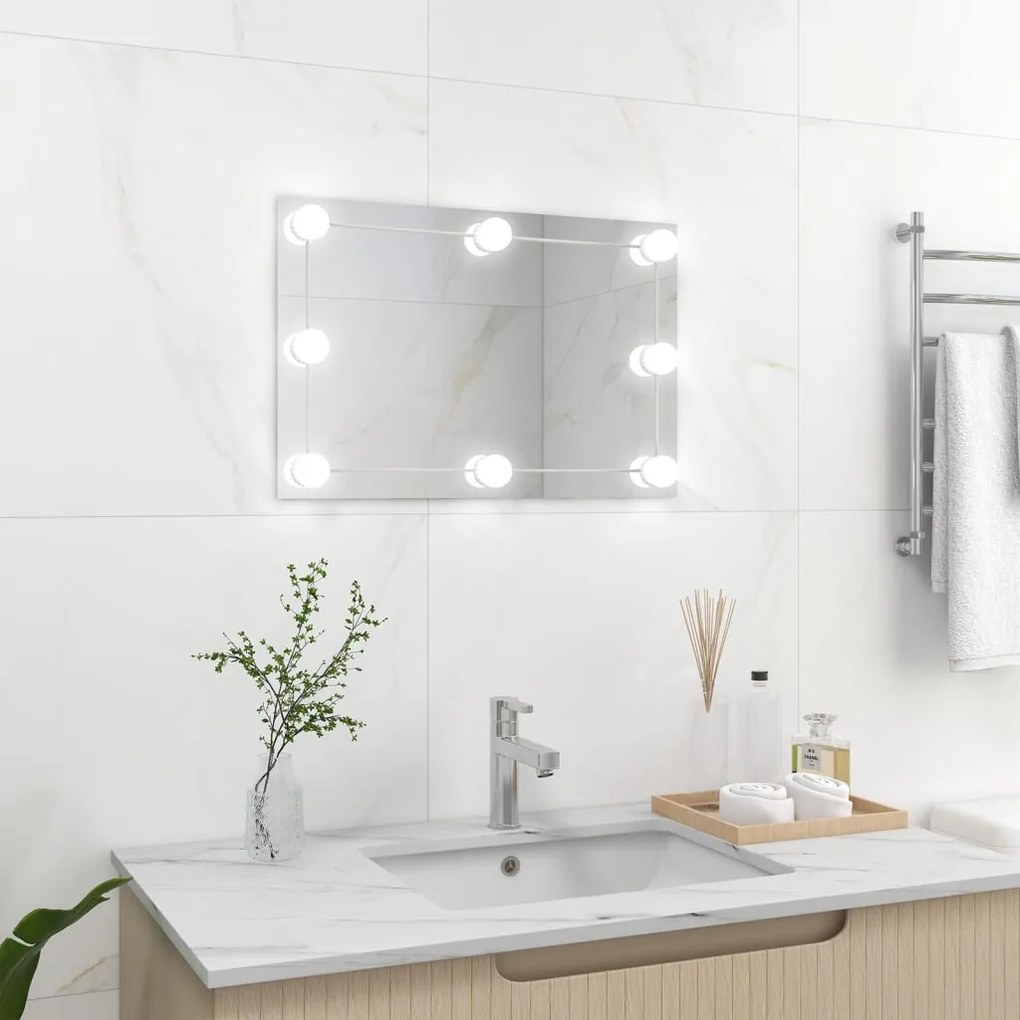 Specchio Da Parete Rettangolare Con Luci Led İn Vetro /