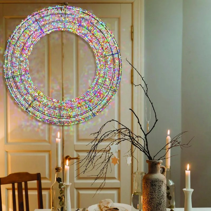 Cerchio luminoso natalizio, 0 led luce multicolore, H 75 cm