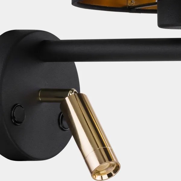 Lampada da parete LED HILTON 1xE27/15W/230V + LED/3W/230V ottone/nero