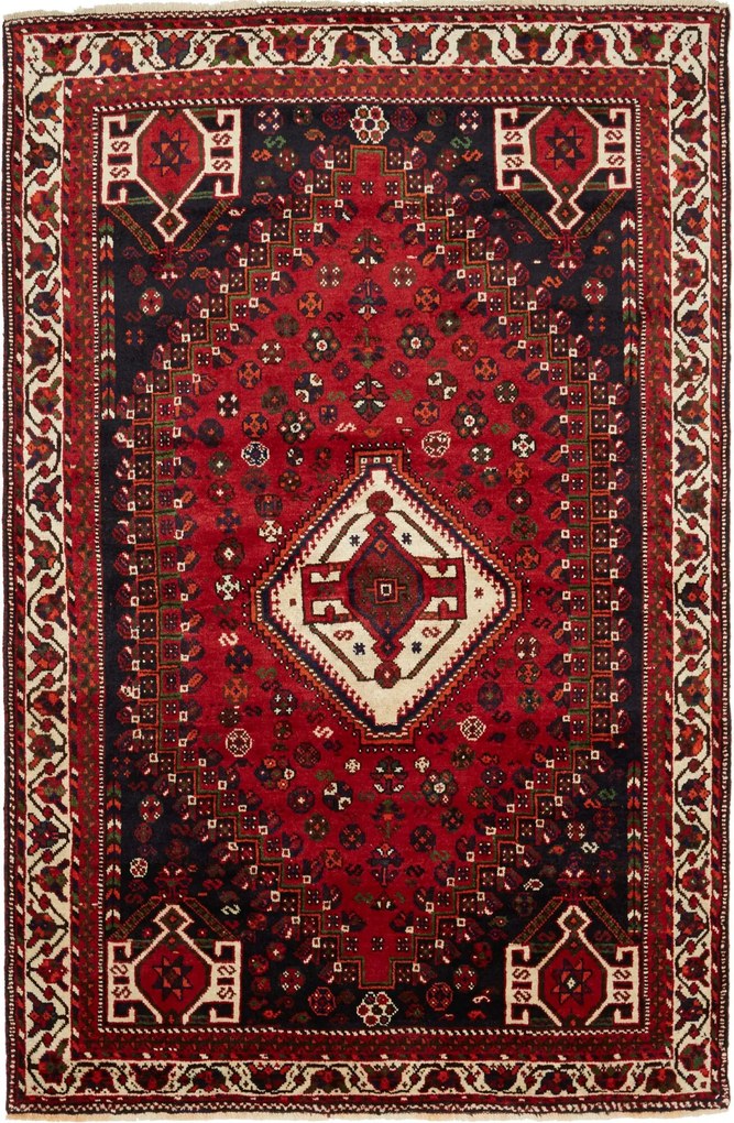 Shiraz Tappeto 160 x 250 Rosso (Iran) Annodato A Mano