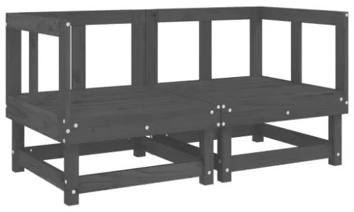 Set Salotto da Giardino 7 pz Grigio in Legno Massello di Pino