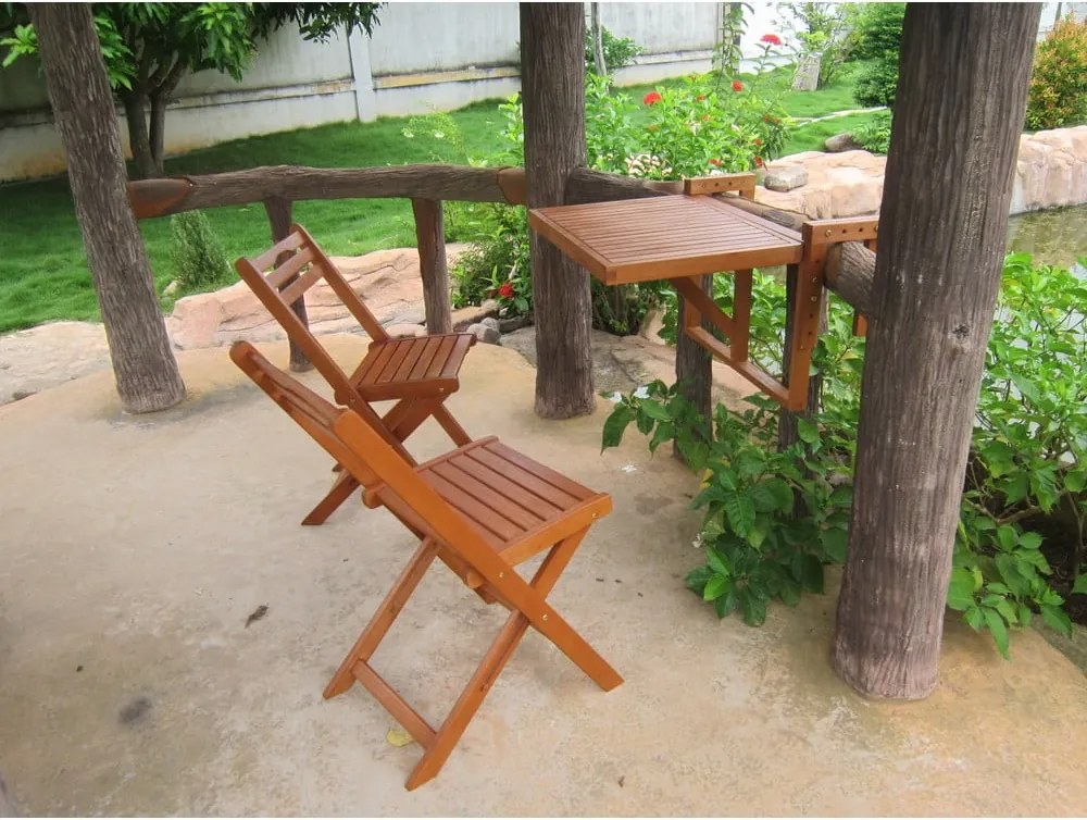 Set di 2 sedie e tavolo sospeso in legno di eucalipto Balcone Berkeley - Garden Pleasure