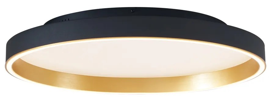Plafoniera di design nera con oro 60cm incl. LED con interruttore a 3 vie - Ingo
