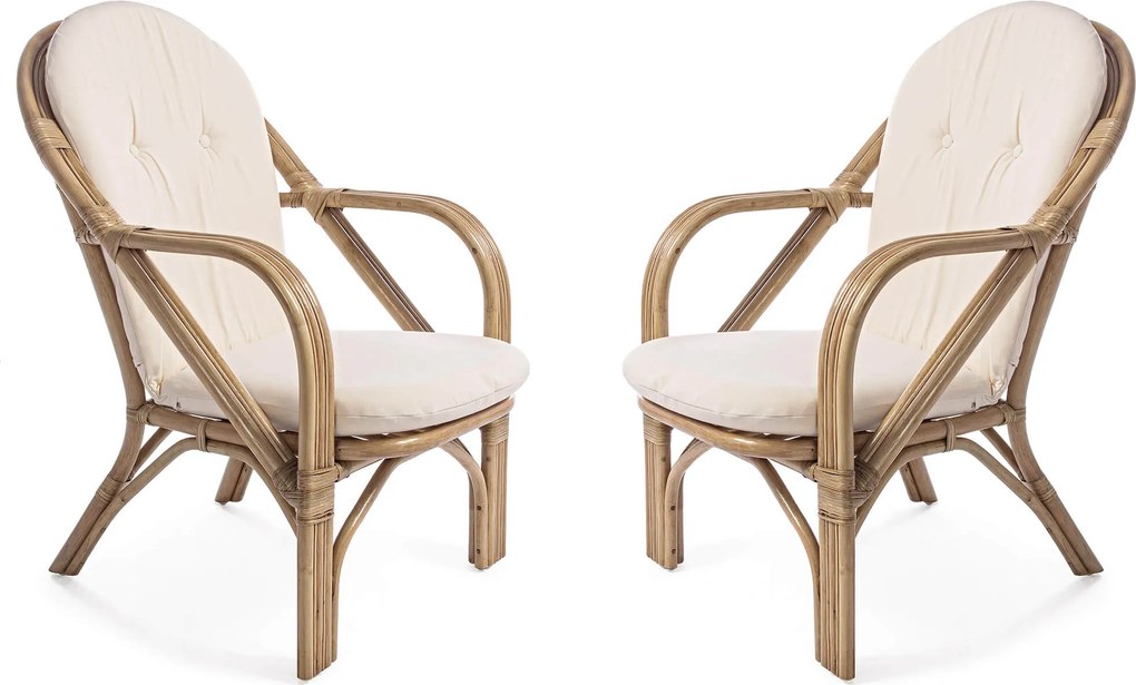 Poltrona da Giardino 64x77x89 cm in Rattan con Cuscino Golf Beige...