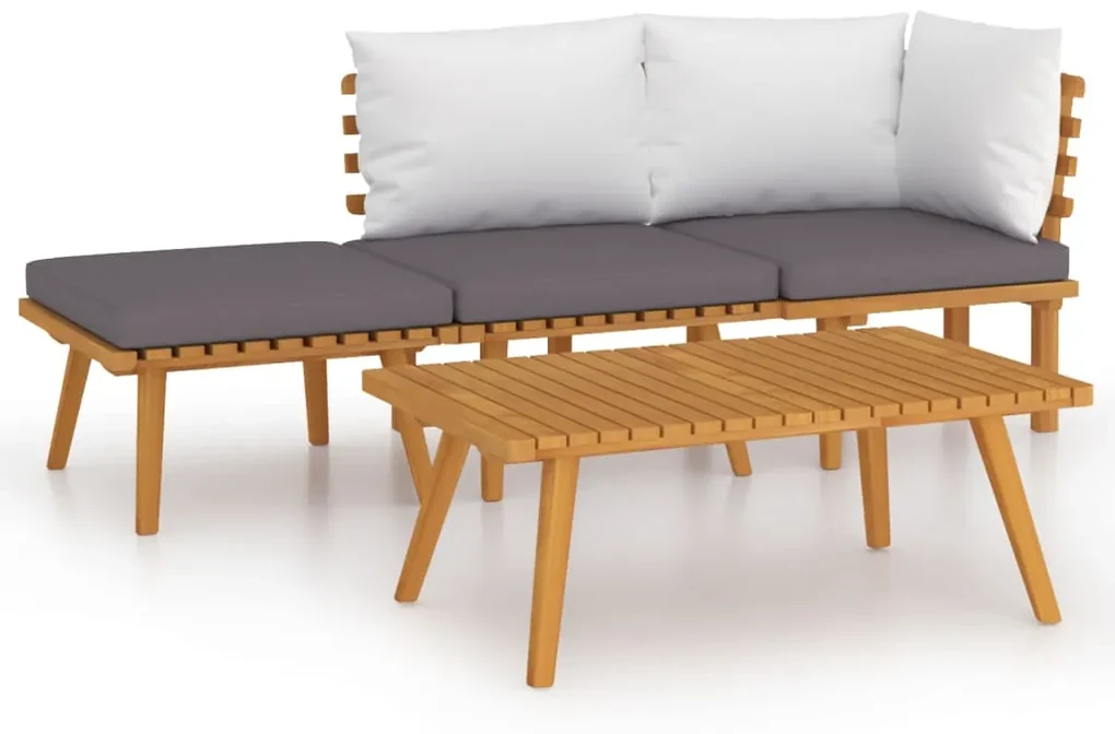 Set divani da giardino 4 pz con cuscini in massello di acacia