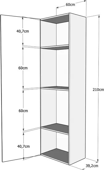 Colonna base a terra ante Reversibile con 3 ripiani Isoka Quercia Natura
