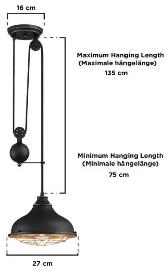 Westinghouse 61249 - Lampadario a sospensione con filo CHAVES 1xE27/60W/230V